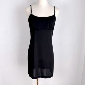 Vintage La Belle‎ Black Babydoll Slip Mini Dress 7 Y2K 90s Streetwear Timeless